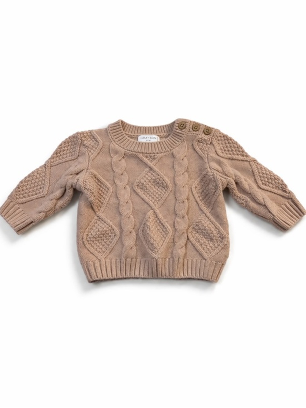 Grayson Mini Baby 0-3M Cable Knit Sweater Burt’s Bees Footie Bundle Neutral Cozy